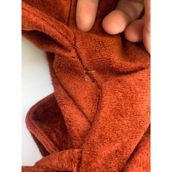 JcPenney Misses Robe Vintage Velour Quilted Collar Brown Rust Tie Belt Womens L - Picture 13 of 13